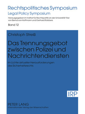 cover image of Das Trennungsgebot zwischen Polizei und Nachrichtendiensten
